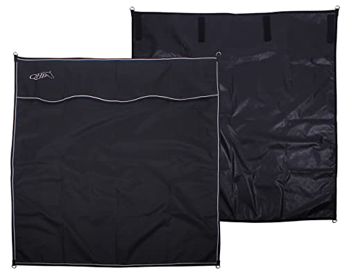 QHP Boxen-Vorhang Stall-Vorhang Klettbänder D-Ringe wasserdicht schwarz 170 x 180 cm