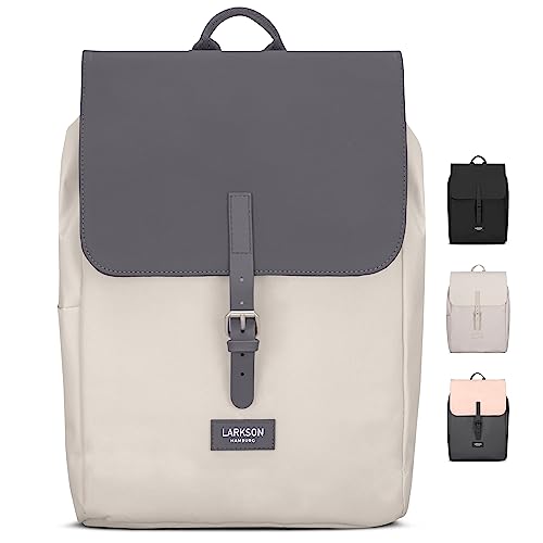LARKSON Rucksack Damen Klein Grau - IDA - Kleiner Backpack für Freizeit, Uni oder City - Mit Laptop Fach - Rucksäcke aus recycelten PET-Flaschen - Wasserabweisend