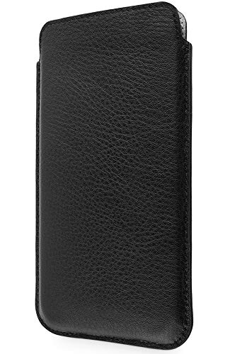WIIUKA Echt Ledertasche - Pure Nature - für Samsung Galaxy S9 - Deutsches Leder - Hülle Schwarz Extra Dünn Premium Leder Tasche im Slim Design