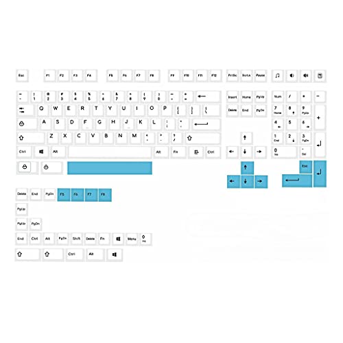 SweetWU Mechanische Tastatur-Kappen, minimalistisches weißes Design, Kirsch-Profil, 143 Tasten, kompatibel mit Cherry MX Kailh Gateron Schalter, Blau