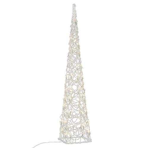 LED Pyramide Lichterkegel – Beleuchtung für Weihnachten innen außen – Acryl-Figur mit Trafo IP44 Timer 60 LED warm-weiß 90 cm hoch Xmas-Deko