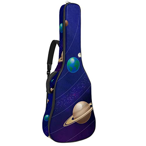 Gitarren-Gigbag, wasserdicht, Reißverschluss, weich, für Bassgitarre, Akustik- und klassische Folk-Gitarre, Universum, Sonnensystem, Planeten