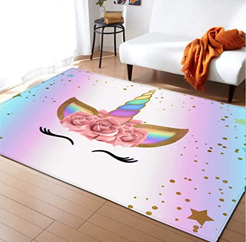 Kinder Teppich Anti-Rutsch-Bereich Bodenmatte Kinder Spiel Polyester Decke Einhorn Mädchen Raumdekoration 120cmx170cm