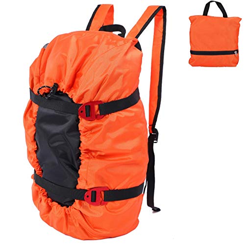 OUKENS Klettertasche, Kletterseil Kit Tasche Faltbarer Schultergurt für Outdoor Camping Wandern(Orange)