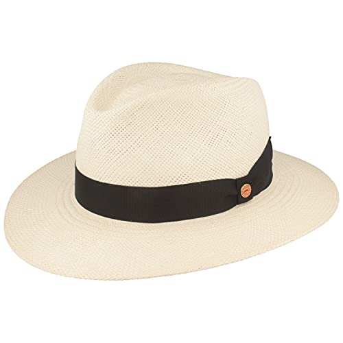 Mayser Orginal Panama-Hut | Stroh-Hut | Sommer-Hut aus Ecuador - Handgeflochten, UV-Schutz 30, Wasserabweisend, Bruchschutz (63, Weiß)