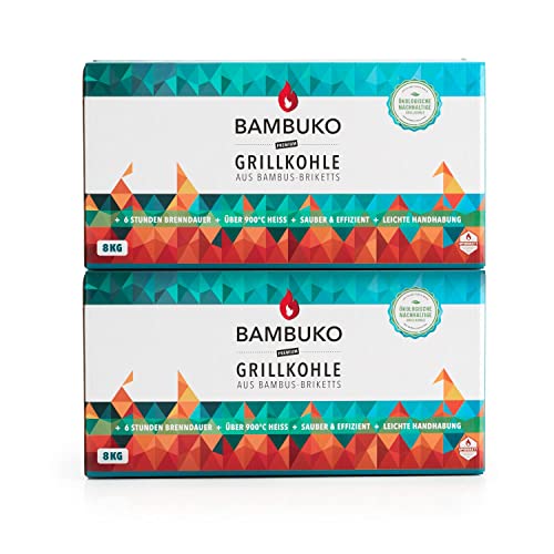McBrikett Bambus Grillkohle Set: 16 kg BAMBUKO Grillbriketts (2 x 8 kg)