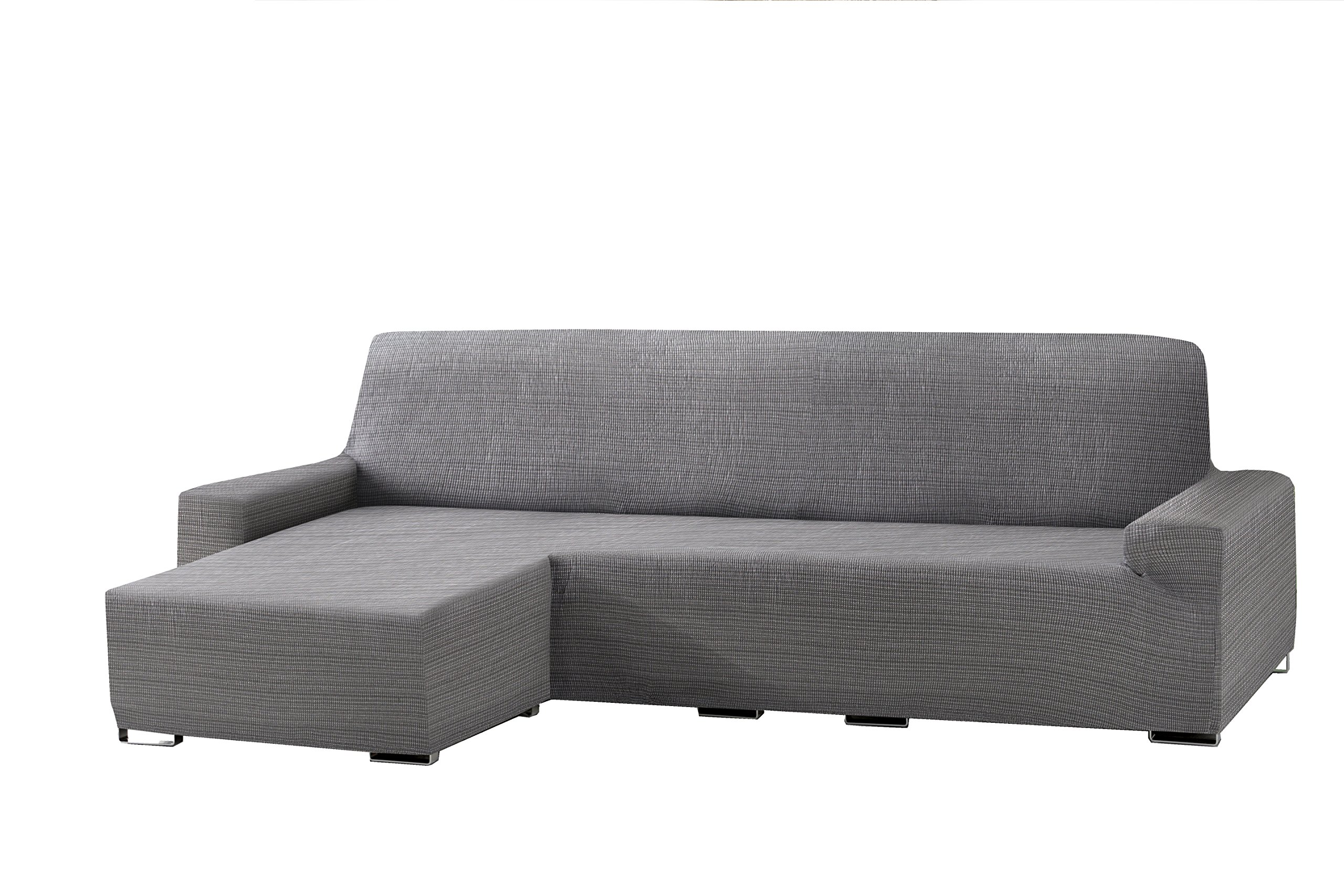 Eysa Aquiles elastisch Sofa überwurf Chaise Longue kurzer arm Links, frontalsicht, Farbe 06-grau, Polyester-Baumwolle, 43 x 37 x 14 cm