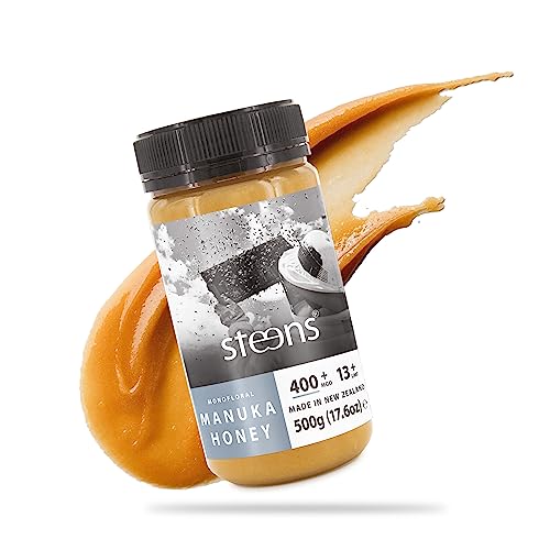 Steens Manuka Honey - MGO 400+ - rein roher 100% zertifizierter UMF 13+ Manuka Honig - abgefüllt und versiegelt in Neuseeland - höchste Qualitätsstufe - 500 g