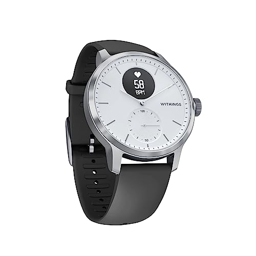 Withings Unisex-Adult Scanwatch 42mm White Hybrid Smartwatch mit EKG, Herzfrequenzsensor und Oximeter, weiß