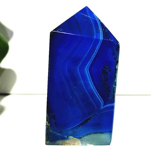 Naturstein, blaue Seide, Spitze, Korn, Achat, Kristall, Turmspitzen, Heimdekoration, Zauberstab, magisches Chakra-Kristall, A44, 120 g, 71–35 mm