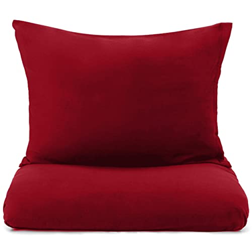 Mixibaby Bettwäsche Bettgarnitur Bettbezug 100% Baumwolle 155x220 135x200 200x200 200x220, Farbe:Rot, Grösse:3tlg. 200 x 200 cm