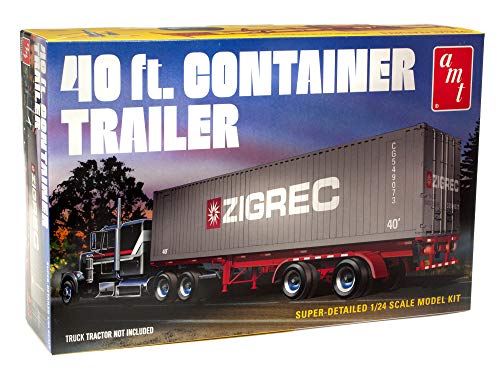 40 ft. Container Trailer Truck Anhänger 1:24 AMT Model Kit Bausatz AMT1196