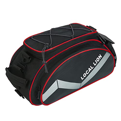 LOCAL LION wasserdichte Fahrradtasche Satteltasche Gepäcktasche Gepäckträgertasche für Fahrrad Mountainbike schwarz rot