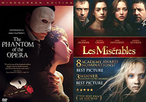 France Musical Les Miserables + Paris The Phantom of the Opera DVD Set Movie Double Feature Bundle
