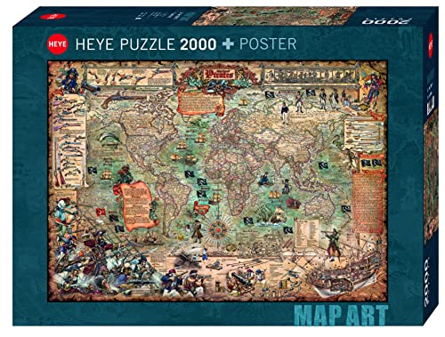 Heye 29847 Pirate World Standart 2000 Teile, Map Art, inkl. Poster, Green