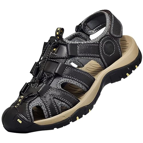 Rivccku Trekkingsandalen Herren Geschlossene Zehe Herren Wandern Sandalen Verstellbaren Fersenriemen für Sport und Outdoor Wanderschuhe für Sommer