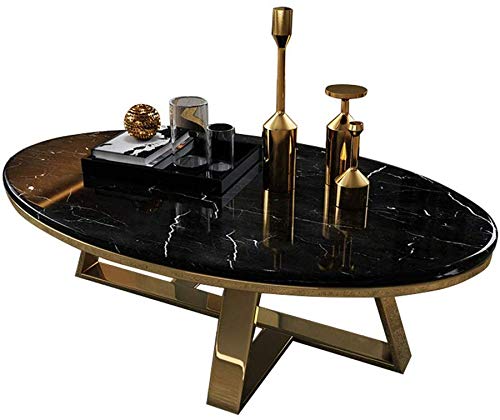 MY1MEY Couchtisch Beistelltische Wohnzimmer-Tische Couchtisch Beistelltischee Moderner Couchtisch Beistelltische Ovaler Beistelltisch aus Kunstmarmor mit goldenem Metallrahmen, für das Hauptschlafzi