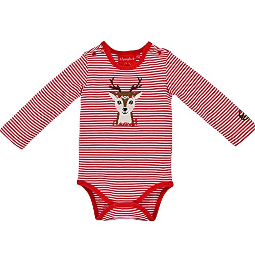 BONDI Body Langarm Geringelt ´Lausmadl´, Stripe red/White 62 Tracht Baby Mädchen Artikel-Nr.86559
