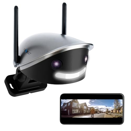 GENBOLT WLAN-Überwachungskamera für den Außenbereich, 2,5 K, Überwachungskamera für Zuhause, 4 MP mit Dual-Objektiv, 180° Panorama-IP-Kamera mit Farbnacht, Katzen-/Haustier-/humanoide Erkennung [DC &