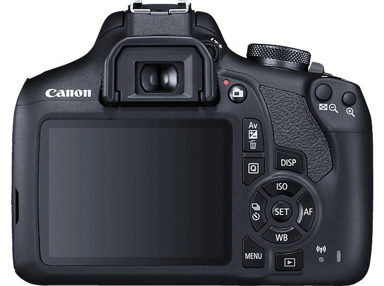 CANON EOS 2000D Kit Spiegelreflexkamera, 24,1 Megapixel, 18-55 mm Objektiv (EF-S, IS II), WLAN, Schwarz