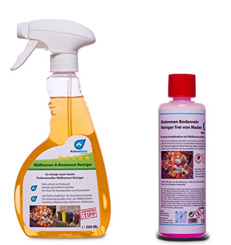 KaiserRein Biotonnen-Reiniger & Mülltonnenreiniger 500 ml (1) mit Geruchsneutralisierer + Bodenreiniger Langzeitwirkung (2) 125 ml