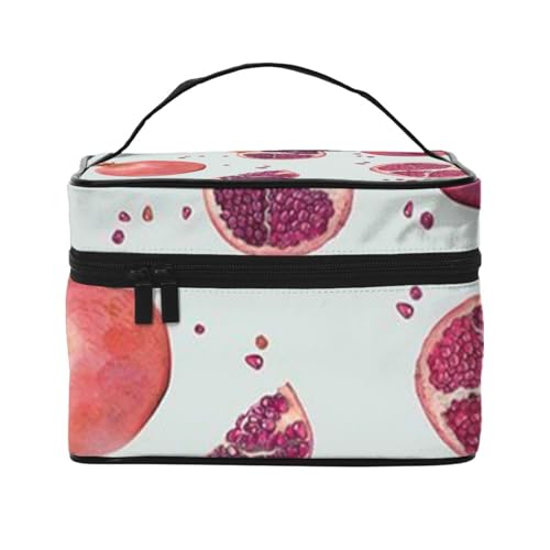 Rose Reise-Make-up-Tasche, tragbare Kosmetiktasche für Damen und Mädchen – stilvoll und geräumig, Granatapfel-Muster, Einheitsgröße
