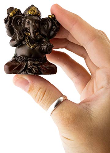 Top Collection Mini-Ganesha-Statue – Ganesha Lord of Success Skulptur aus hochwertiger Kaltguss-Bronze mit farbigen Akzenten – 5,1 cm Sammlerstück, New Age Hind God Figur (Sm. Ganesh)
