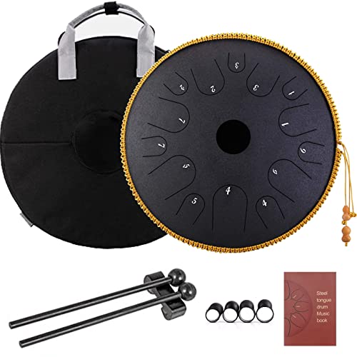 Zungentrommel 14 Zoll 14 Noten Kupfer Stahl Handpan Tongue Drum Mit Trommelschlägeln Tragetasche Professionelle Musical Percussion Instrument Für Meditation Yoga Zen,Dumb