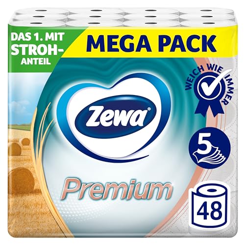 Zewa Premium Toilettenpapier 5-lagig Riesenpackung 6 Packungen (je 8 Rollen x 110 Blatt)