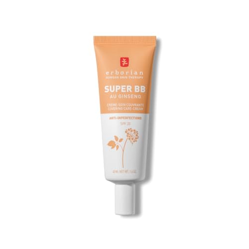 Erborian Super BB Cream mit Ginseng - Getönte Pflegecreme mit hoher Deckkraft gegen Hautunreinheiten SPF 20 - Koreanische Kosmetik - Doré 40 ml