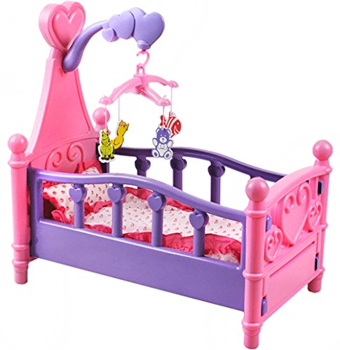 ISO TRADE Großes Puppenbett mit Kissen Decke Karussell 3in1 Bunt Babys Kinder Dekoration 1400