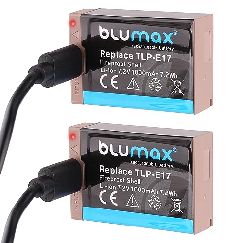 Blumax Akku LP-E17 USB-Typ C Eingang kompatibel mit Canon EOS RP R10 R100 77D 200D 250D -1352750D 760D 800D (2X Akku)