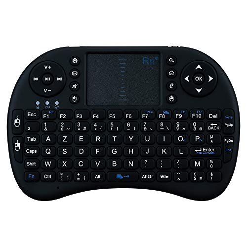 Mini Bluetooth Tastatur für Motorola Moto G7 Smartphone, kabellos, AZERTY, wiederaufladbar, Schwarz