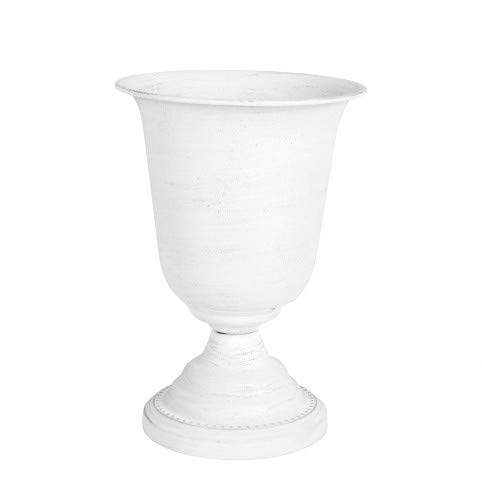 Mathilde m Vase, Dekoration für Haus, Garten und Wintergarten, aus Metall, weiß, Serie Classic Pot Versailles Shabby Chic