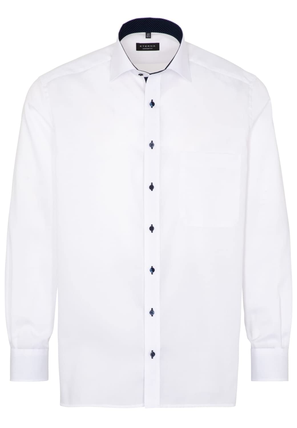 ETERNA Langarm Hemd COMFORT FIT Pinpoint unifarben mit Classic Kent Kragen- Gr. 46 EU, Weiß