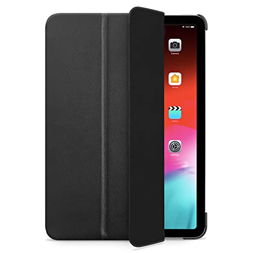 WIIUKA Hülle für iPad Pro 12.9" (2020), Deutsches Leder, Lederhülle extra Dünn, Premium Smart-Cover Case, Schwarz