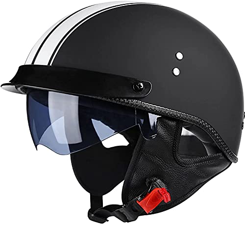 CFZWJ Retro Halbschale Jet Motorrad-Helm Mit Sonnenblende ECE-Zertifiziert Unisex für Scooter Cruiser Chopper Moped Half Face Helm