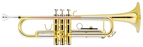 Classic Cantabile TR-40ML Bb-Trompete - Schallbecher: 125 mm - ML-Bohrung: 11,68 mm - Ventile aus Edelstahl - Neusilber-Stimmzug - inkl. Koffer und Mundstück - gold