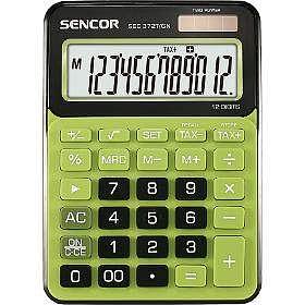 Sencor SEC 372T/GN Tischrechner, Extra großes 12-stelliges Display, MwSt.-Berechnungen, Korrekturtaste, Wurzelberechnung, Prozentrechnung, calculator, grün
