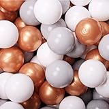 MEOWBABY 500 ∅ 7Cm Kinder Bälle Spielbälle Für Bällebad Baby Plastikbälle Made In EU Weiß/Grau/Gold