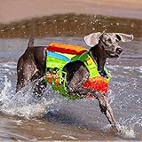 Hundeschwimmweste zum Schwimmen, Rettungsweste für Haustiere mit reflektierenden Streifen und Rettungsgriff für kleine, mittelgroße und große Hunde (Größe: L (40 cm), Farbe: Orange)