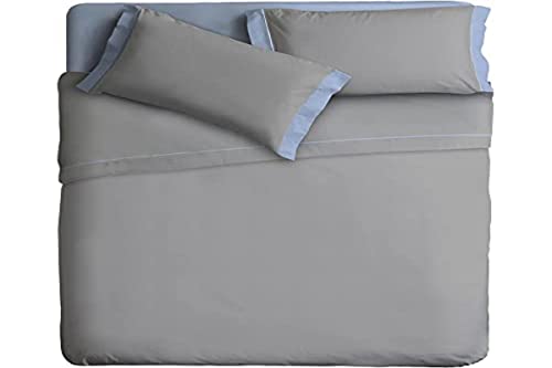 Ipersan zweifarbig Bettwäsche Set Farbe grau/himmelblau 240x290 cm.