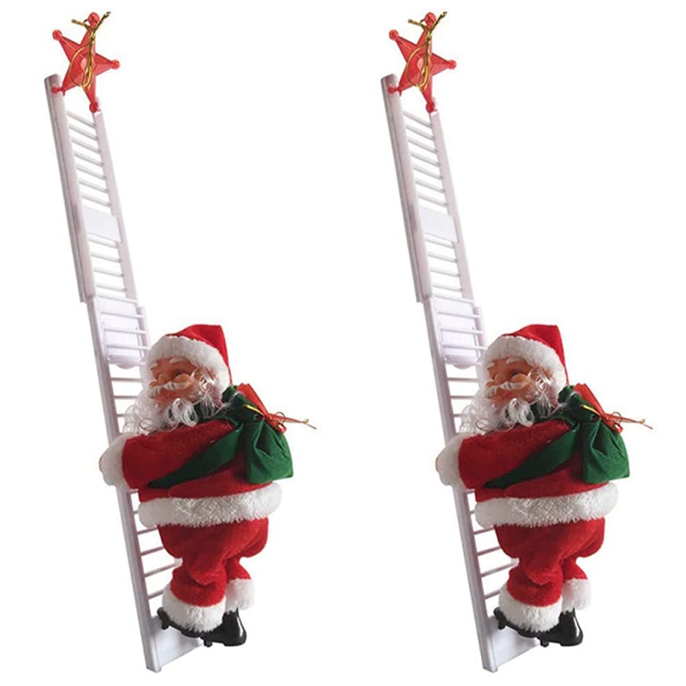 Warmzfh 2X Animierter Kletternder Weihnachts Leiter Elektrischer Weihnachts Spielzeug Weihnachts Wand Ornamente Dekoration Indoor Außen