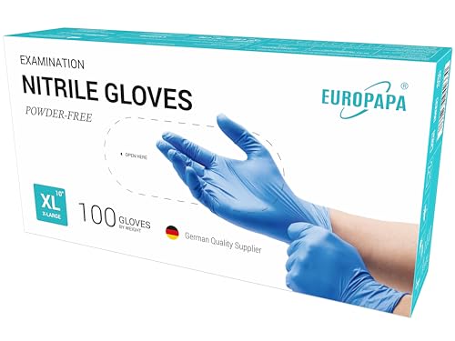 EUROPAPA® 1000x Nitrilhandschuhe Einweghandschuhe puderfrei Untersuchungshandschuhe EN455 EN374 latexfrei Einmalhandschuhe Handschuhe in Gr. S, M, L & XL verfügbar (Ocean Blau, XL)
