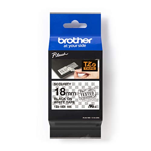 Brother Original P-touch Sicherheits- und Siegelband TZe-SE4 18 mm, schwarz auf weiß (kompatibel u.a. mit Brother P-touch 1830VP, -D400/VP, -D450, -D600/VP, -P700, -2430PC)