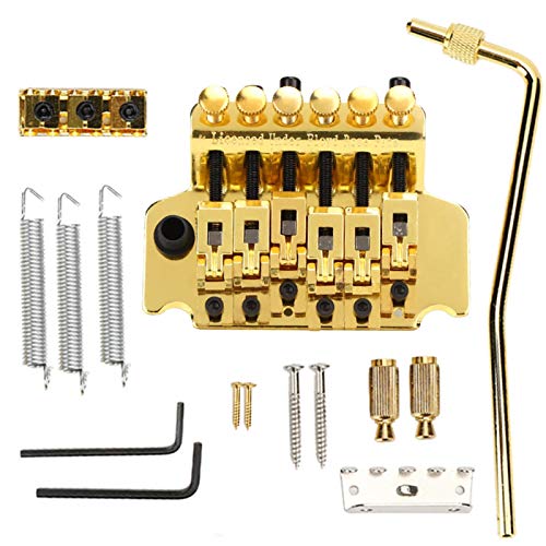 Tremolo Bridge System, Double Rocking Spring Stabilizer Device mit Neck Lock und Bridge Vibrato System für E-Gitarre(Gold)
