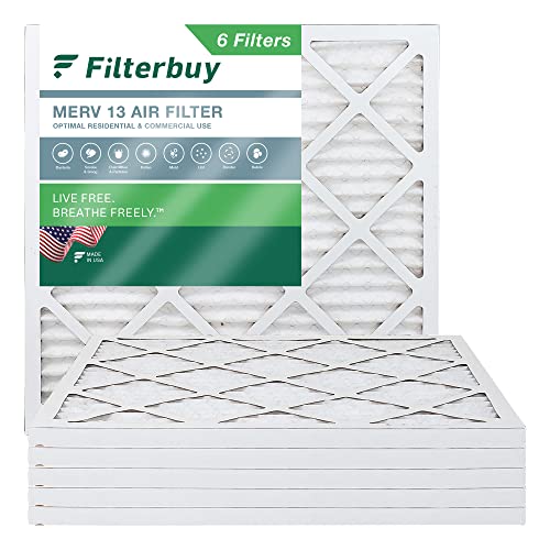 Filterbuy 25 x 25 x 1 Luftfilter MERV 13 Optimal Defense (6er-Pack), plissierter HVAC AC Ofen Luftfilter Ersatz (tatsächliche Größe: 62 x 62 x 1,9 cm)