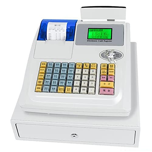 THERES Elektronische Kassenregistrierungsbox Supermarkt-Kiosk-Kassensystem für den Einzelhandel, multifunktionale Registrierkasse, einfach zu bedienen, 8 Digitale LED-Handelskasse,White