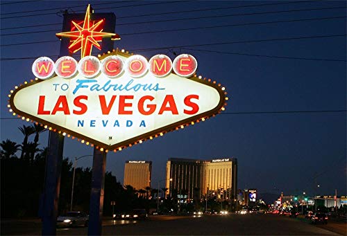 YongFoto 3x2m Vinyl Foto Hintergrund Straßenschild Willkommen im Fabelhaften Las Vegas Nevada Nachtansicht der Stadt Fotografie Hintergrund Backdrop Fotostudio Hintergründe Requisiten