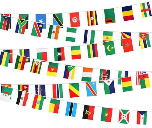 Afrika-Flagge, afrikanische Länder, Flagge, Wimpelkette, Banner, internationale Banner, Dekoration für Schule, große Eröffnung, Party, Sport – 1,8 m